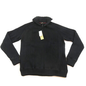 Alps Sweater Black Pullover 1/4 Button Sz 2XL Cotton New